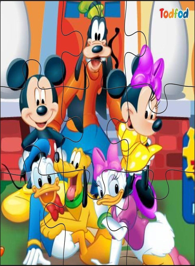 TodFod Wooden Jigsaw Puzzles Toy for Kids & Children 54 Pieces 6 in 1 Jigsaw Puzzles Educational Toy for Cognitive Development Anime Cartoon Characters Puzzle (Mickey Mouse & Oggy) - Image 3